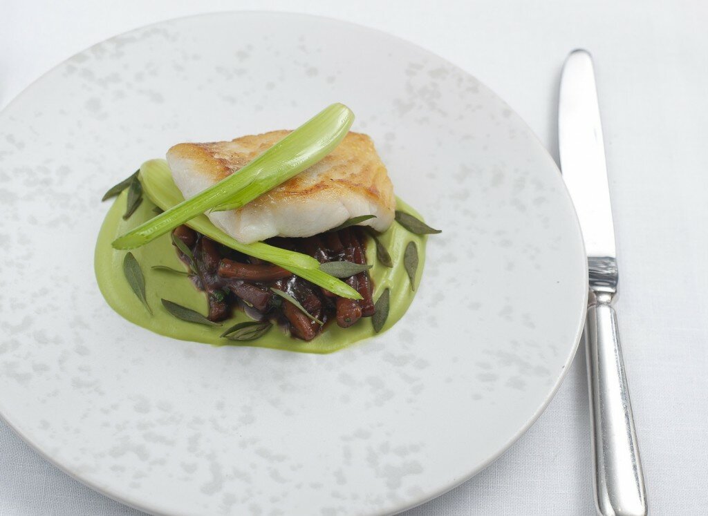 Angler: Roast brill, ragout of squid, fennel puree, sea purslane | Image courtesy of Angler Roast brill ragout of squid fennel puree sea purslane 1024x747 Michelin Guide 2014 | New Stars in London